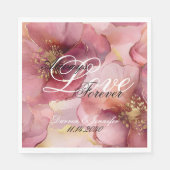 ピンクブルゴーニュ赤面フローララヴ結婚ズ スタンダードランチョンナプキン (正面)