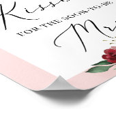 ピンクブルゴーニュ金ゴールドフローラ何人のキスが署名 ポスター (角)