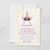 ピンクブルゴーニュ金ゴールドユニコーンベビー散布機 招待状 (正面)