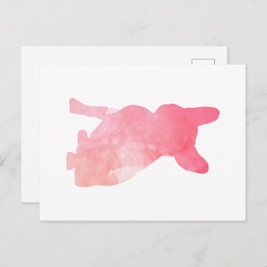 ピンクブルドフランスのッグアカフレンチ ポストカード (正面/裏面)