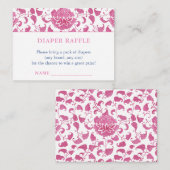 ピンクブルーおむつラッフルチノワジェリーベビーシャワー エンクロージャーカード (正面/裏面)