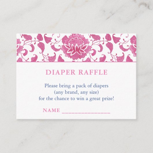ピンクブルーおむつラッフルチノワジェリーベビーシャワー エンクロージャーカード (正面)