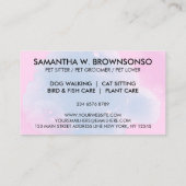 ピンクブルーかわいいペットトリマー猫犬 名刺 (裏面)