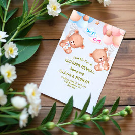 ピンクブルーかわいい水彩性別リビール招待状 アクリル招待状