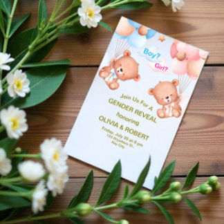 ピンクブルーかわいい水彩性別リビール招待状 アクリル招待状