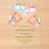 ピンクブルーかわいい水彩性別リビール招待状 アクリル招待状 (正面)