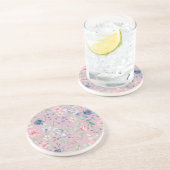 ピンクブルーとイエローのフローラ紫 コースター (側面)