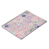 ピンクブルーとイエローのフローラ紫 ノートブック (左側)