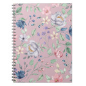 ピンクブルーとイエローのフローラ紫 ノートブック (正面)