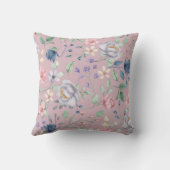 ピンクブルーとイエローのフローラ クッション (裏面)