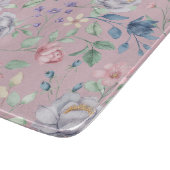 ピンクブルーとイエローフローラ紫ガラス カッティングボード (角)