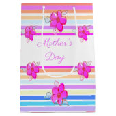 ピンクブルーとオレンジストライプ色のマザーズ抱き枕 ミディアムペーパーバッグ (裏面)