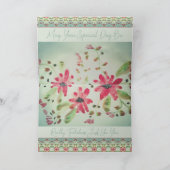 ピンクブルーとティール（緑がかった色）グリーン折りグリーティングカード カード (内部)