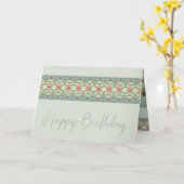 ピンクブルーとティール（緑がかった色）グリーン折りグリーティングカード カード (黄色い花)