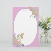 ピンクブルーとパープルのフローラアクセント 便箋 (スタンド正面)