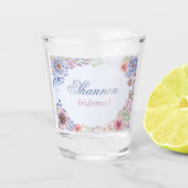 ピンクブルーとパープルのフローラ花嫁ショットグラス ショットグラス (正面)