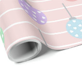 ピンクブルーとパープルの水玉模様ハート ラッピングペーパー (ロールコーナー)