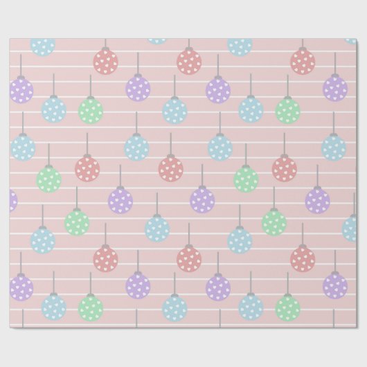 ピンクブルーとパープルの水玉模様ハート ラッピングペーパー (フラット)
