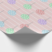 ピンクブルーとパープルの水玉模様ハート ラッピングペーパー (角)