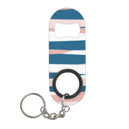 ピンクブルーとホワイト抽象芸術 キーホルダー栓抜き