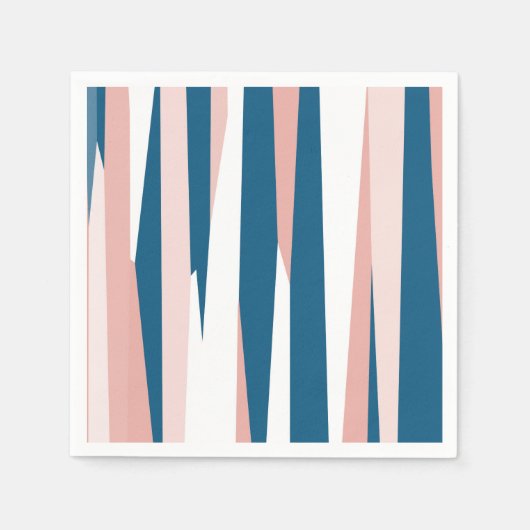 ピンクブルーとホワイト抽象芸術 スタンダードカクテルナプキン (正面)