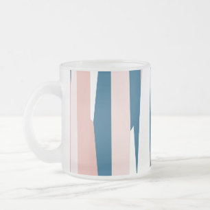 ピンクブルーとホワイト抽象芸術 フロストグラスマグカップ