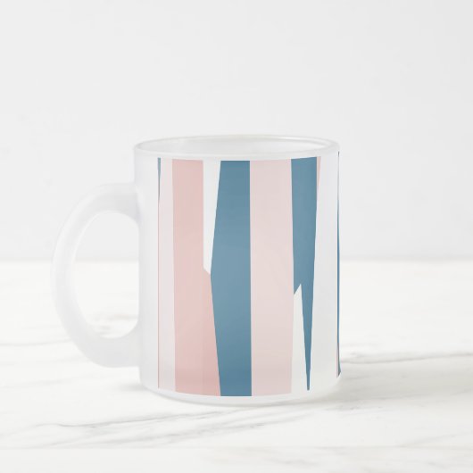 ピンクブルーとホワイト抽象芸術 フロストグラスマグカップ (左)