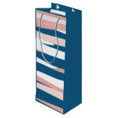 ピンクブルーとホワイト抽象芸術 ワインギフトバッグ (裏面アングル)