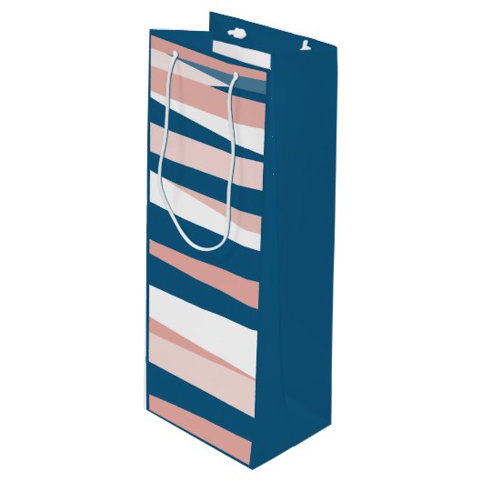 ピンクブルーとホワイト抽象芸術 ワインギフトバッグ (正面アングル)