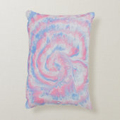 ピンクブルーとホワイト絵画抽象芸術 アクセントクッション (裏面(縦))