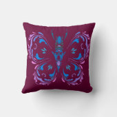 ピンクブルーとマウブバタフライクランベリーデザイン クッション (裏面)