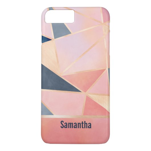 ピンクブルーと金ゴールドカラーブロックiPhone 7 Plusケース Case-Mate iPhoneケース (裏面)