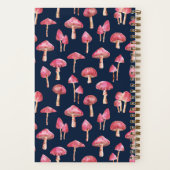 ピンクブルーのキノコの水の色パターン ノートブック (裏面)