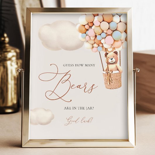 ピンクブルーのクマの気球はクマの数を推測 フォトプリント           