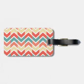 ピンクブルーのジオメトリデザイン抽象芸術ジグザグパターン ラゲッジタグ (裏面横)