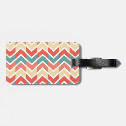 ピンクブルーのジオメトリデザイン抽象芸術ジグザグパターン ラゲッジタグ (裏面横)