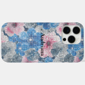 ピンクブルーの花のスパークル Case-Mate iPhoneケース (裏面 (横))