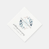 ピンクブルーの葉リース25周年 スタンダードカクテルナプキン (角)