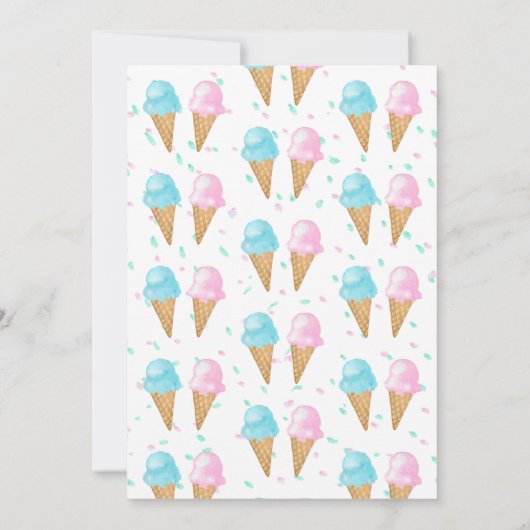 ピンクブルーアイスクリームジェンダー表示パーティー 招待状 (裏面)