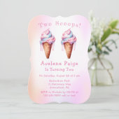 ピンクブルーアイスクリームツースクープ誕生日パーティー 招待状 (スタンド正面)