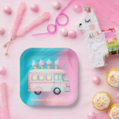 ピンクブルーアイスクリームトラック誕生日パーティー ペーパープレート (パーティー)