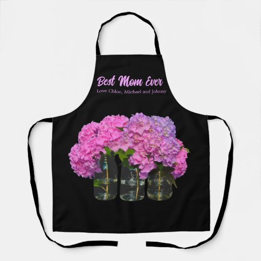 ピンクブルーアジサイのピンクのメイソンの瓶、お母最高のさ。 エプロン (正面)