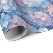 ピンクブルーアジサイフローライン開花 ラッピングペーパー (ロールコーナー)