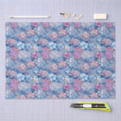 ピンクブルーアジサイフローライン開花 薄葉紙 (クラフト)