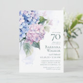 ピンクブルーアジサイ70歳の誕生日パーティー 招待状 (スタンド正面)
