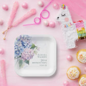 ピンクブルーアジサイ70歳の誕生日 ペーパープレート (パーティー)