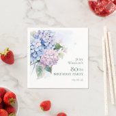ピンクブルーアジサイ80th誕生日パーティー スタンダードカクテルナプキン (インサイチュ)