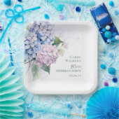 ピンクブルーアジサイ85誕生日 ペーパープレート (パーティー)