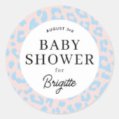 ピンクブルーアニマルプリントジェンダーが赤ちゃんシャワーを明らかにする ラウンドシール (正面)