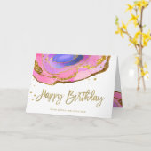 ピンクブルーアンド金ゴールドゲード |ハッピーバースデー カード (黄色い花)